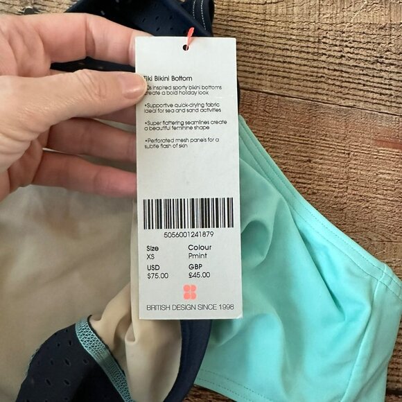 Sweaty Betty tiki bikini bottom sporty swimsuit bottom high rise -XS - Picture 7 of 11